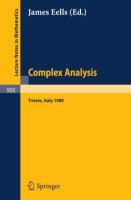 Complex Analysis - Eells, J.