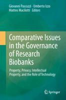 Comparative Issues in the Governance of Research Biobanks - Pascuzzi, Giovanni|Izzo, Umberto|Macilotti, Matteo