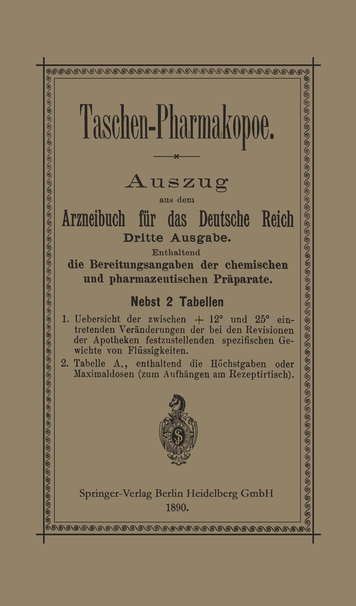 Taschen-Pharmakopoe - Julius Springer Verlag