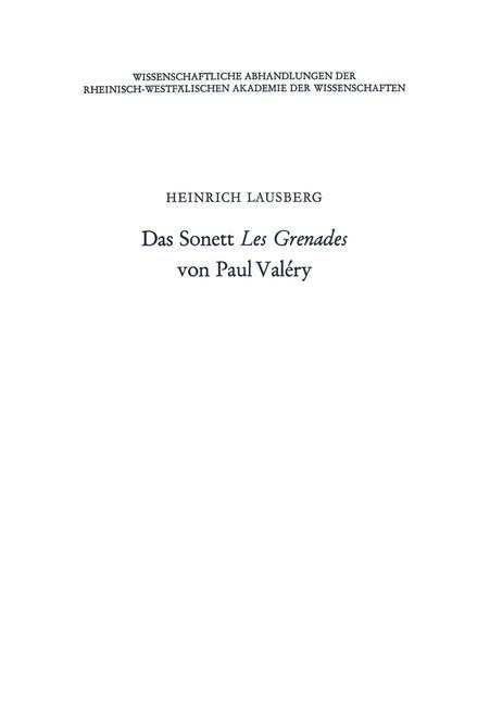 Das Sonett Les Grenades von Paul Valéry - Heinrich Lausberg