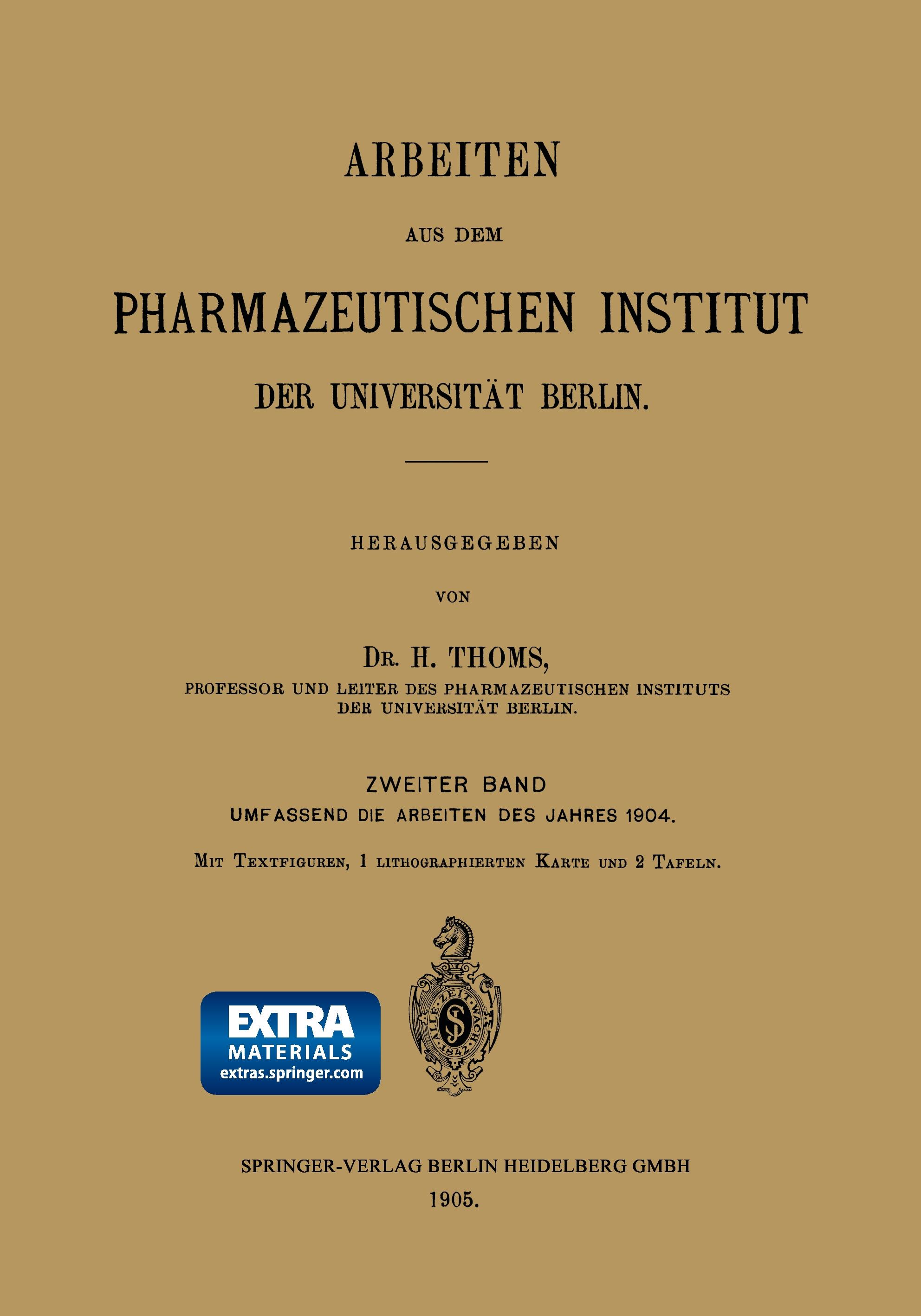 Arbeiten aus dem Pharmazeutischen Institut der Universitaet Berlin - H. Thoms