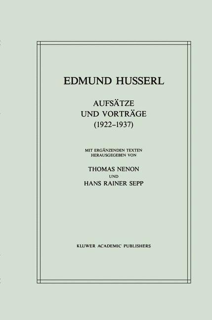 Aufsaetze und Vortraege (1922-1937) - Edmund Husserl