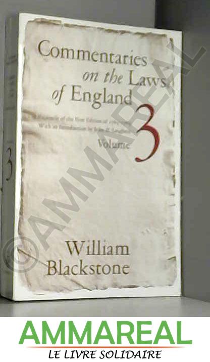 Commentaries on the Laws of England V 3 - Blackstone