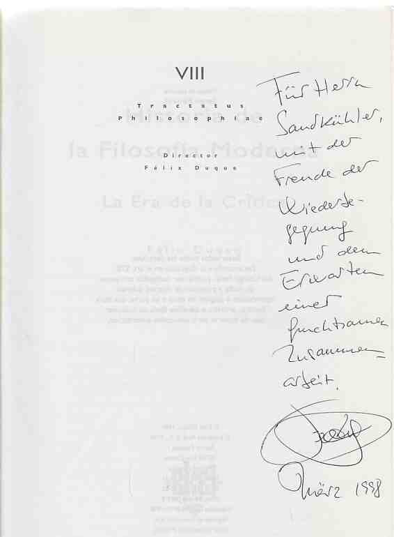 Historia de la Filosofia Moderna. La era de la critica. - Duque, Félix