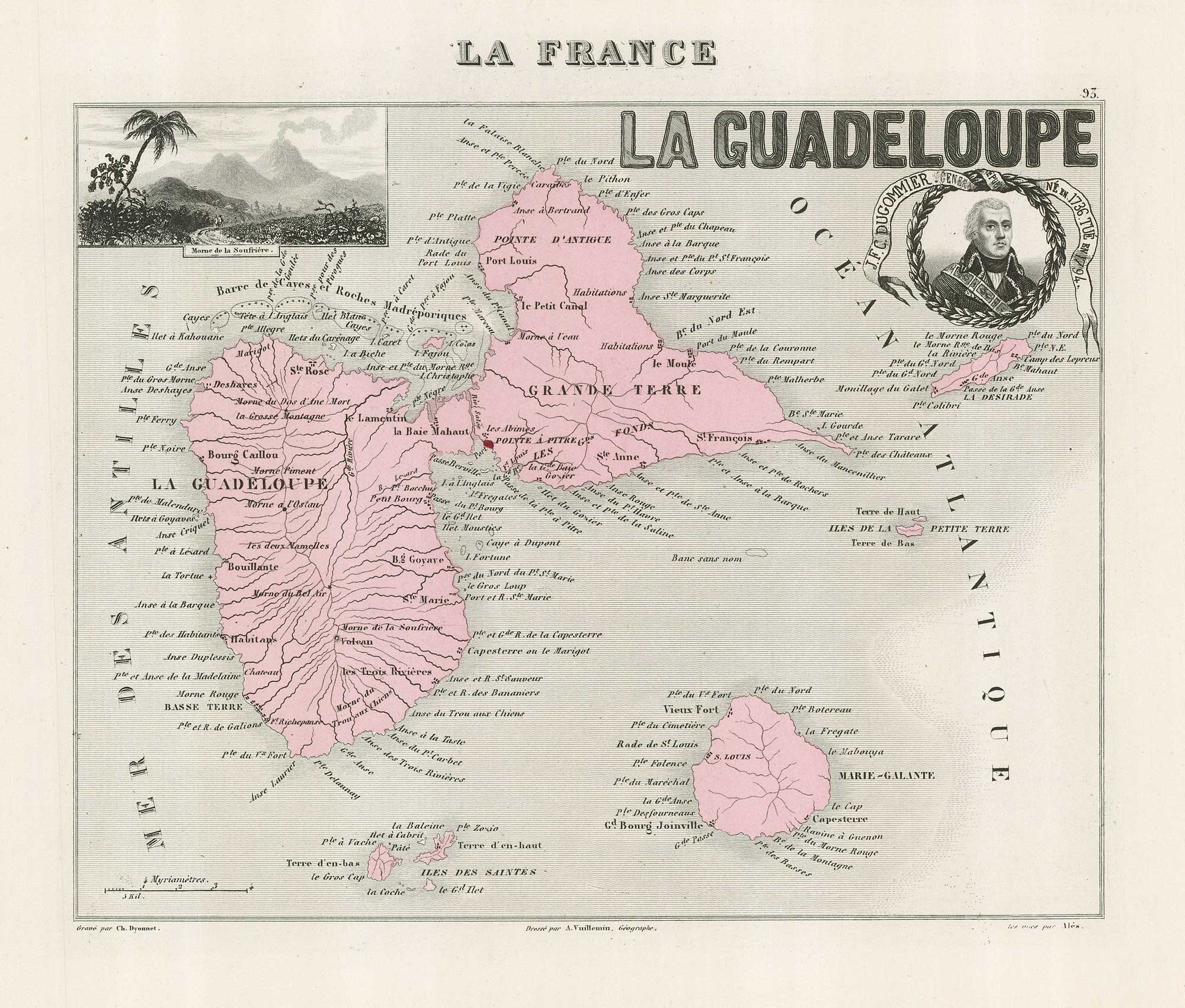 La Guadeloupe Von Vuillemin Alexandre A 1858 Karte Altea Antique Maps