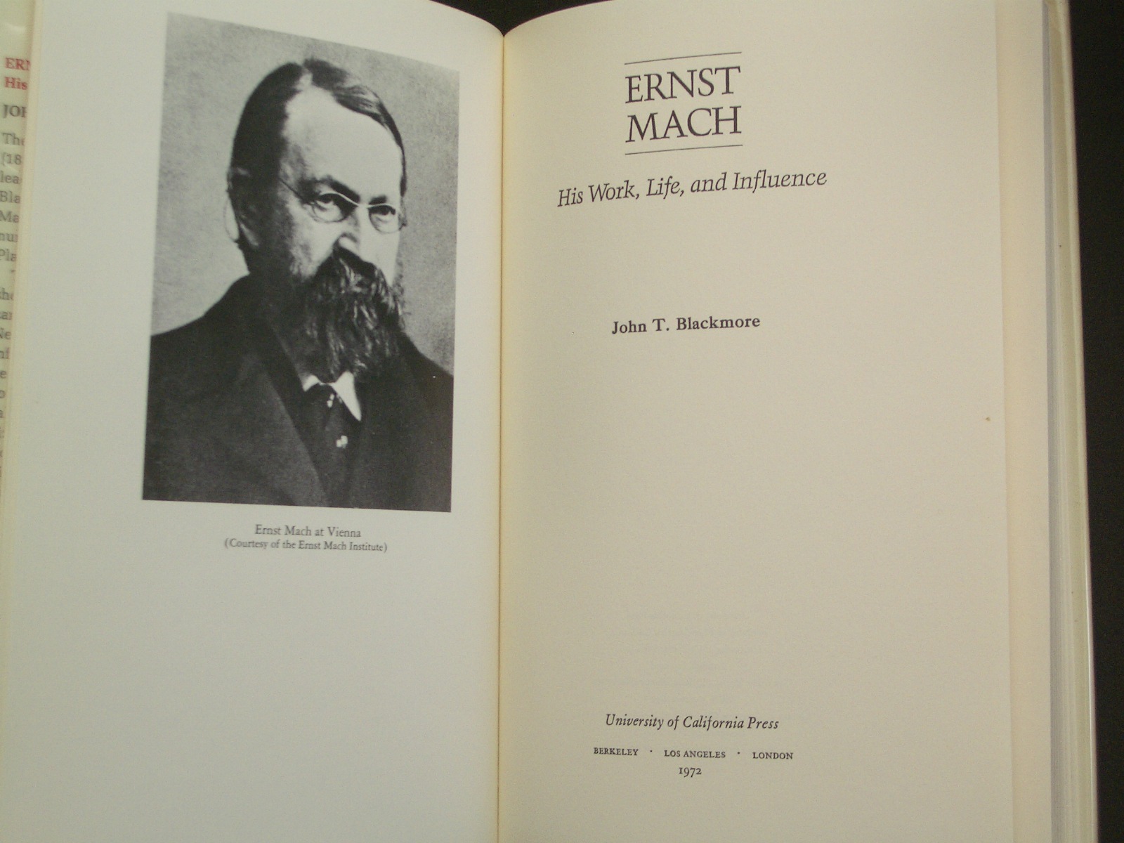 Ernst Mach: His Life, Work, and Influence by Blackmore, John T.: Very ...