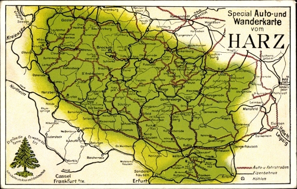 Harz Wanderkarte Zvab
