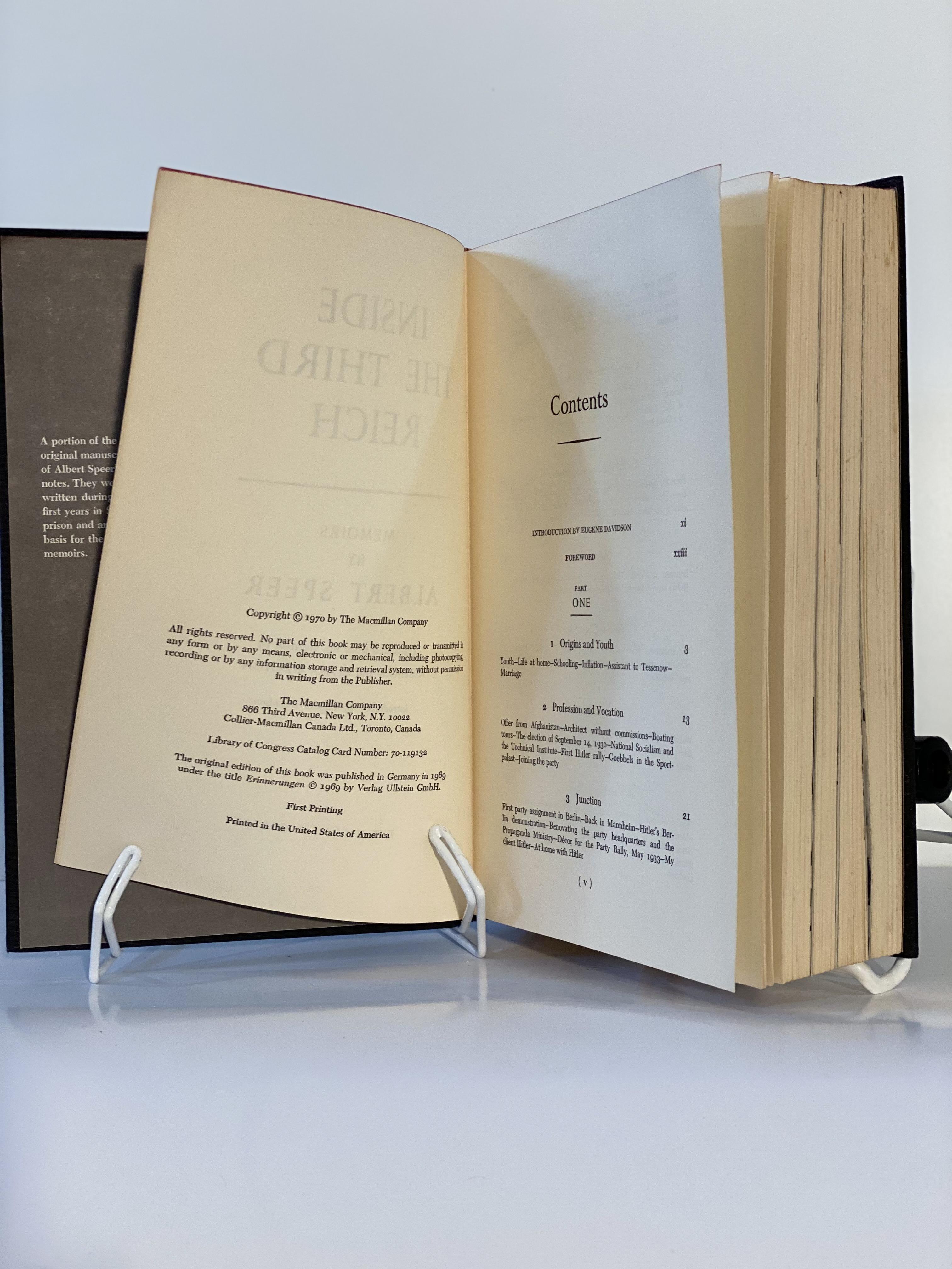 INSIDE THE THIRD REICH by MEMOIRS BY ALBERT SPEER Très bon Couverture rigide (1970) Edition