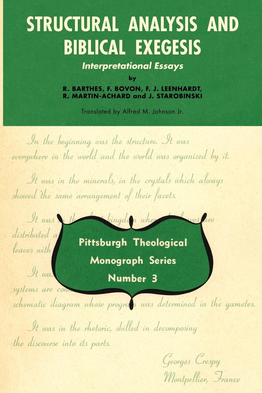 Structural Analysis and Biblical Exegesis - Barthes, R.|Bovon, Francois|Leenhardt, F. J.