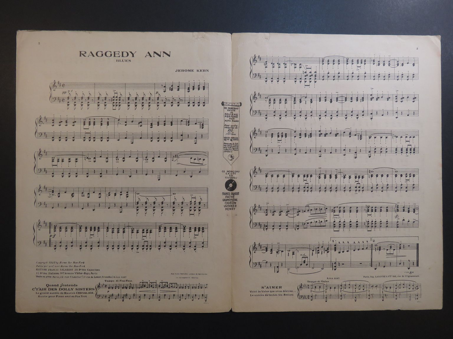 KERN Jerome Raggedy Ann Blues Piano 1923 by KERN Jerome Raggedy Ann