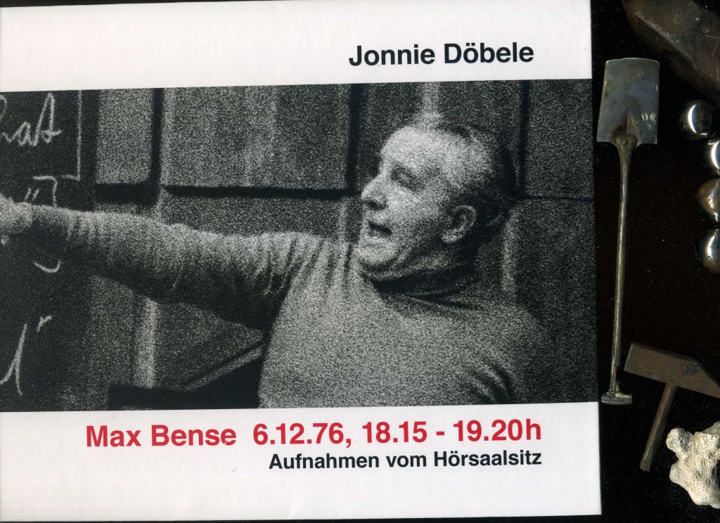 Max Bense 6.12.76, 18.15 - 19.20h. Aufnahmen vom Hörsaalsitz. Köln, Verlag der Buchhandlung Walther König., 2015. - Döbele, Jonnie