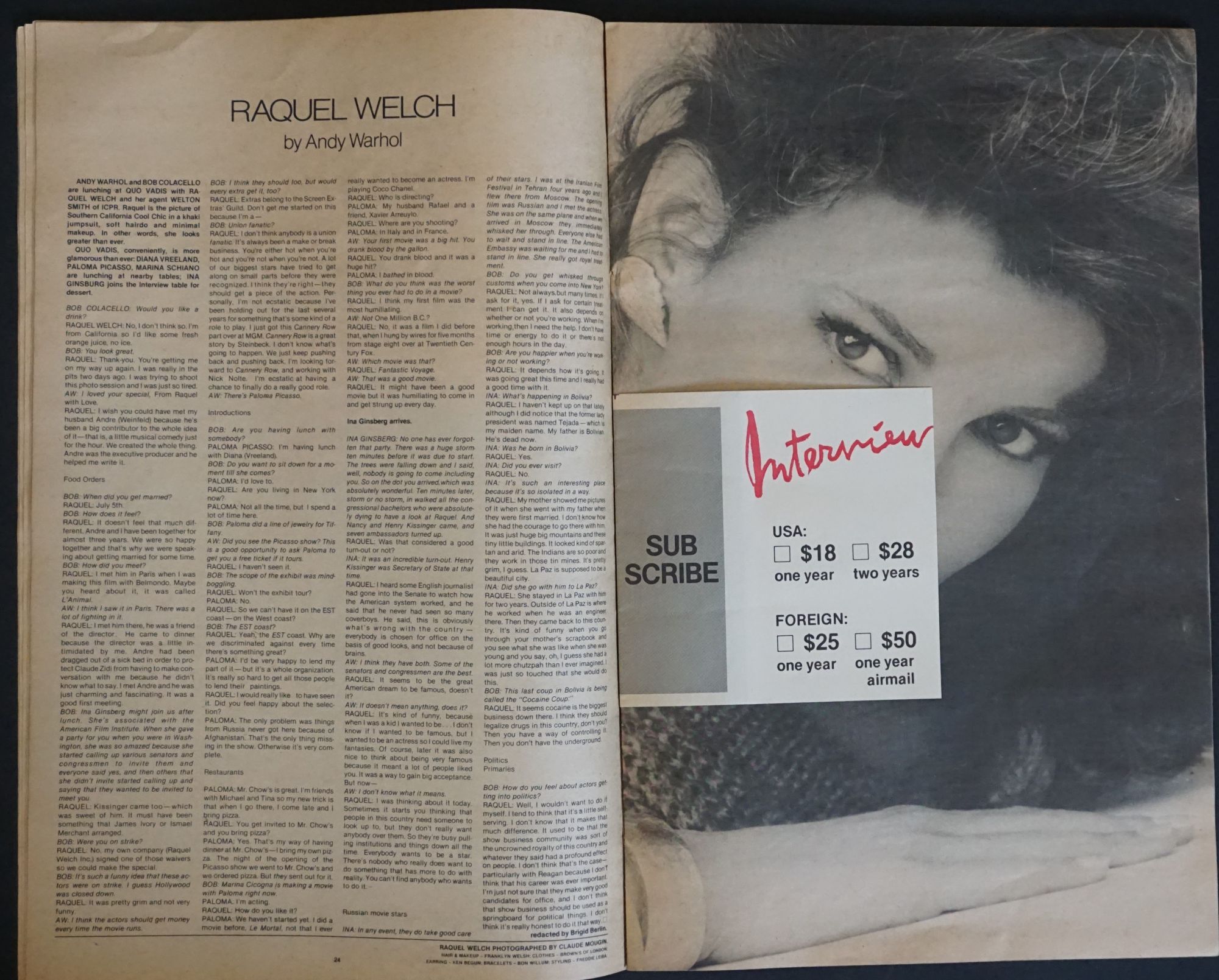 Interview Magazine, Vol. XI, No. 1, SIGNED on cover in Black Interview Magazine, Vol. XI, No. 1, SIGNED on cover in Black