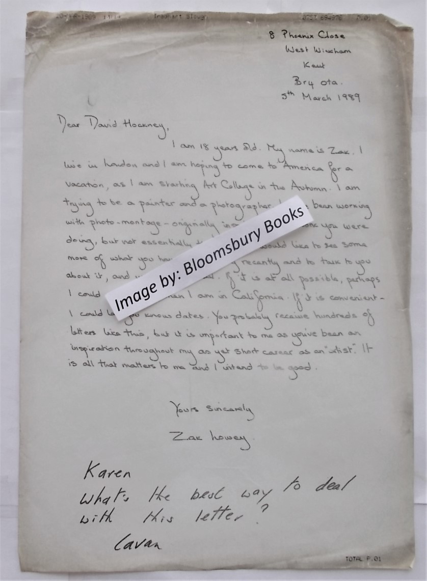 Original Thermal Fax (March 20, 1989) To David Hockney Staff Member From Cavan Butler Of Tradhart Ltd., London, Regarding David Hockney Fan Letter Da