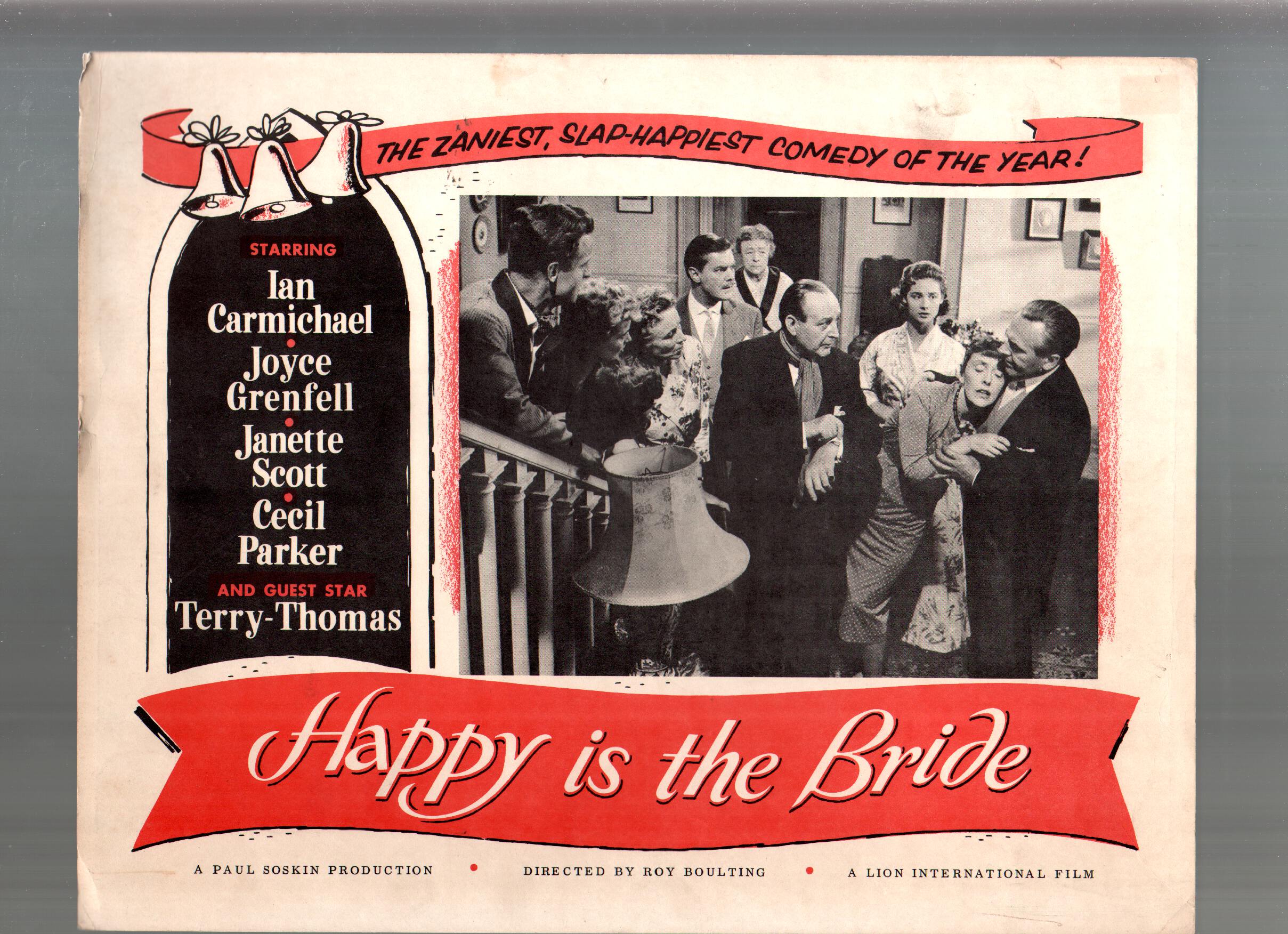 Happy is the Bride original lobby card Janette Scott Ian Carmichael overook bed 