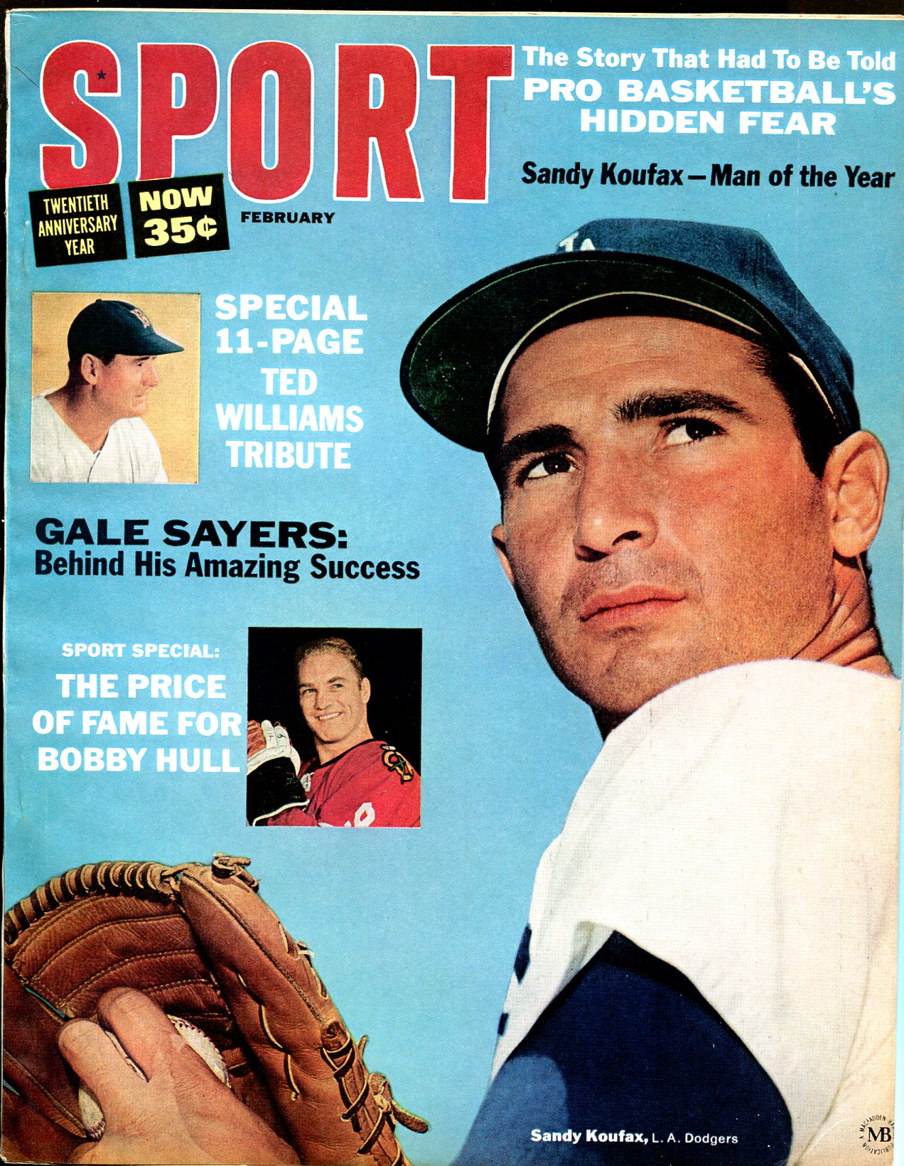 Sport 2/1966-MacFadden-Bobby Hull-Sandy Koufax-Ted Williams-Gayle  Sayers-VF: As New Softcover/Paperback (1966)