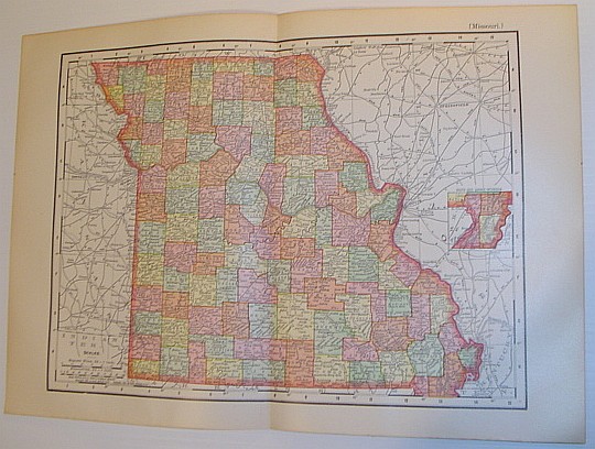 Rand McNally 1901 Colour Map of the State of Missouri by Author Not