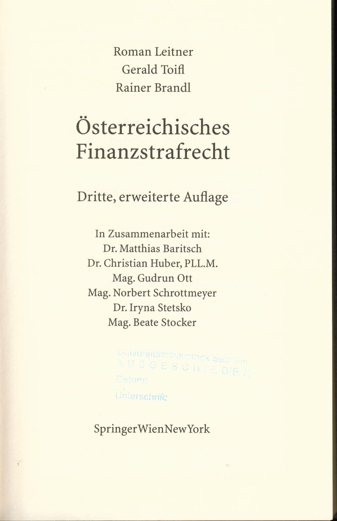 Österreichisches Finanzstrafrecht - Leitner, Roman, Gerald Toifl und Rainer Brandl