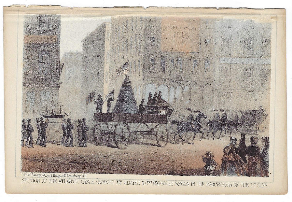 (New York). Section of the atlantic cable carried by Adams & Cos express wagon in the procession of the 1st Sept. MAJOR & KNAPP. [ ]