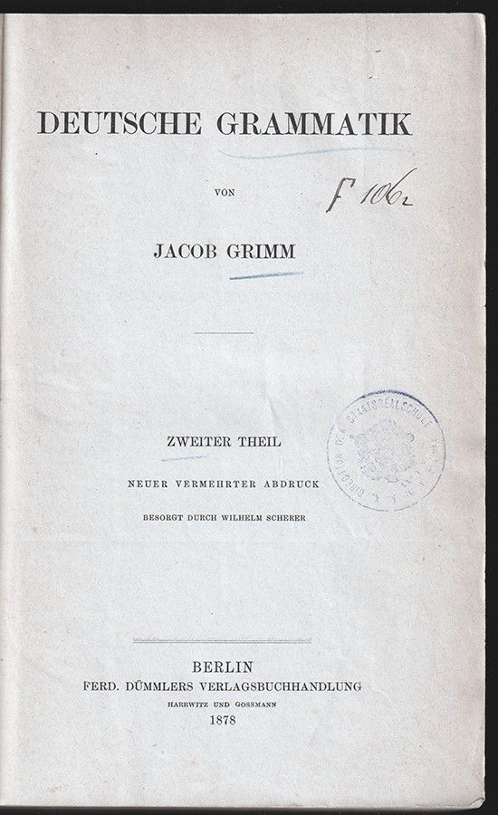Deutsche Grammatik. - GRIMM, Jacob.