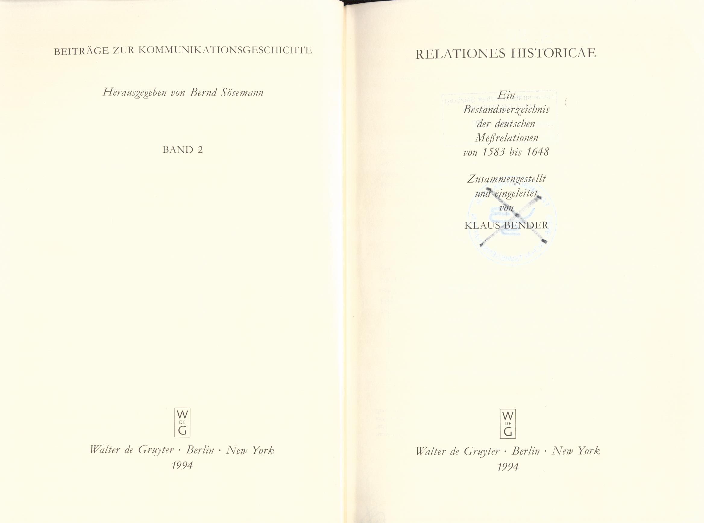 Relationes Relationes Historicae Ein Bestandsverzeichnis der deutschen ...