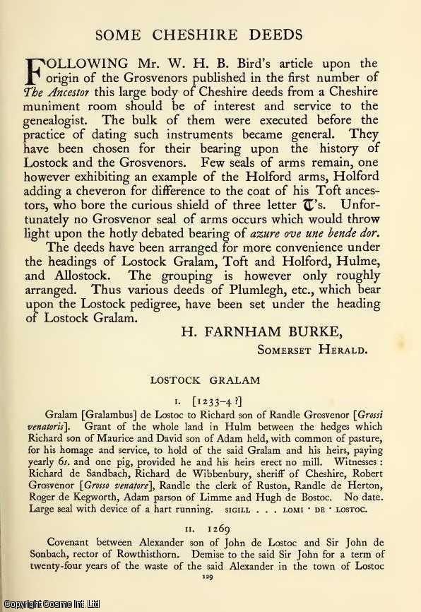 Some Cheshire Deeds The History of Lostock and the Grosvenors