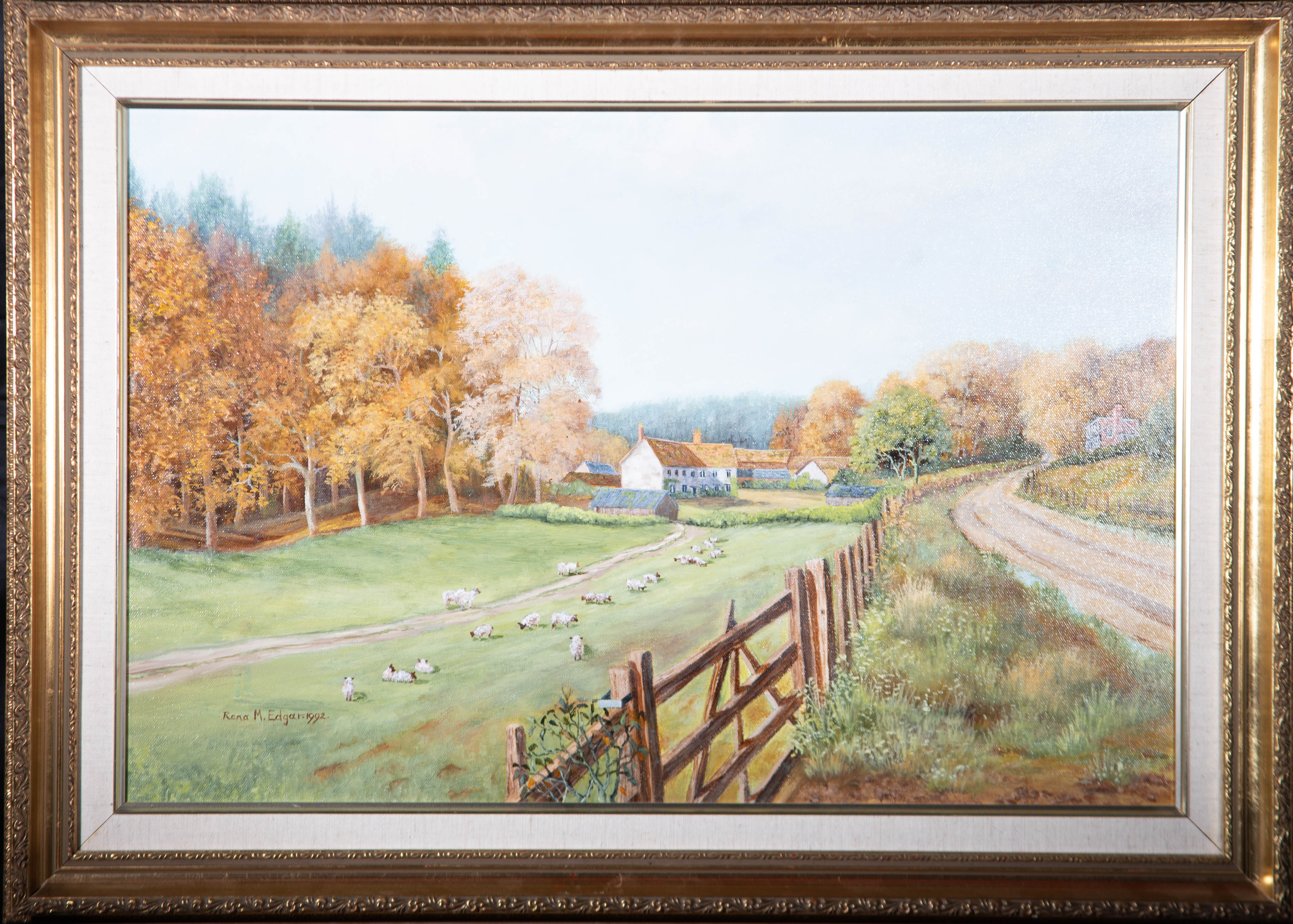 Rena M. Edgar - 1992 Oil, The Hillside Farm von Rena M. Edgar: (1992 ...