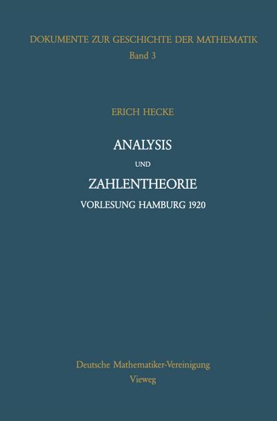 Analysis und Zahlentheorie : Vorlesung Hamburg 1920 - Erich Hecke