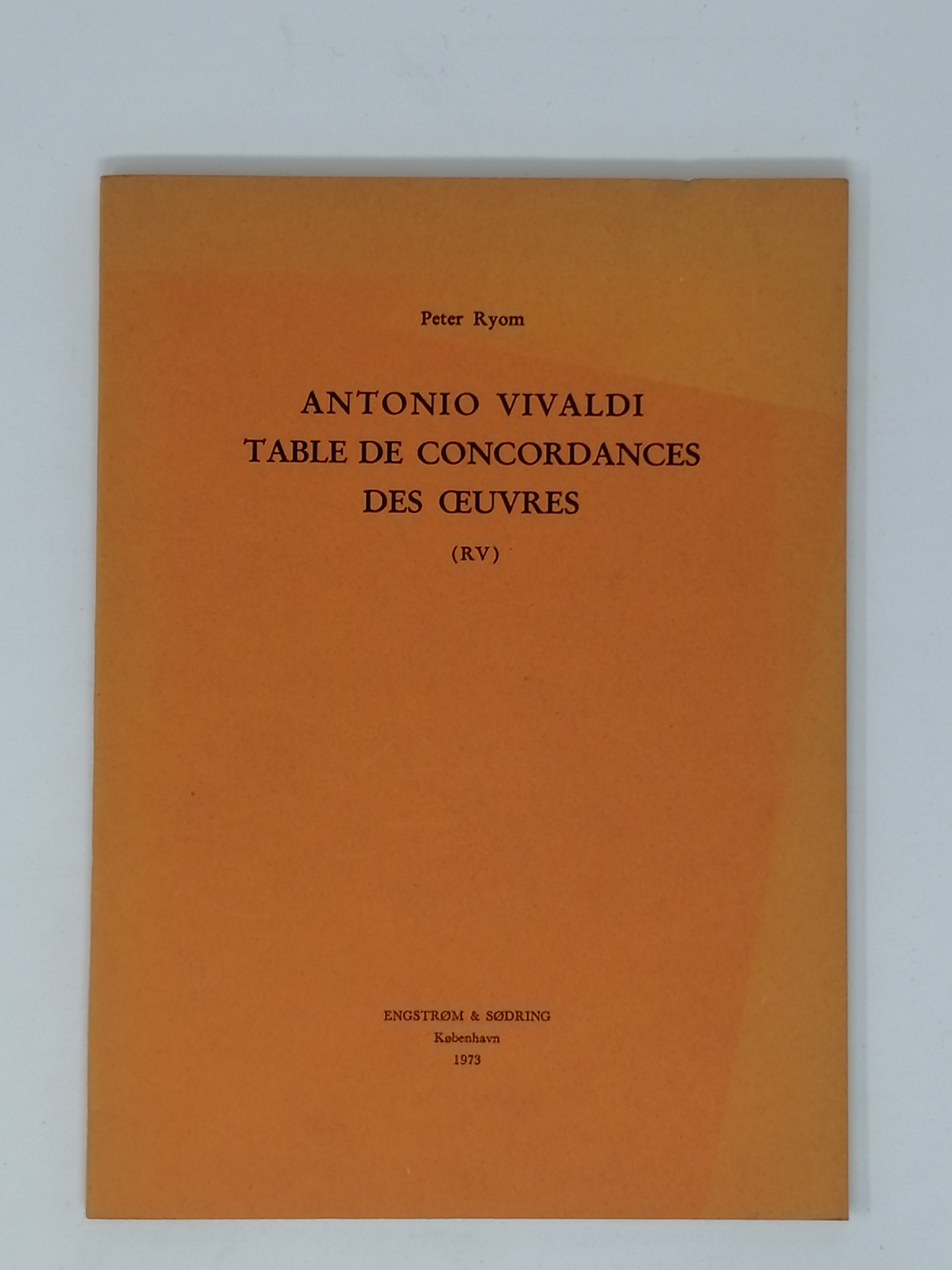 Antonio Vivaldi: Table De Concordances des Oeuvres (RV) - Peter Ryom.