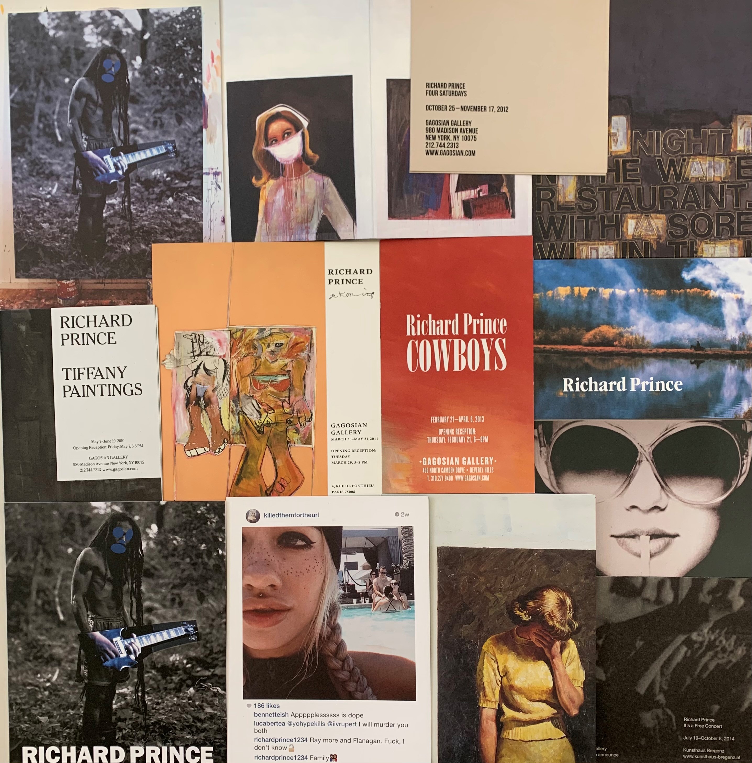 RICHARD PRINCE: A COLLECTION OF THIRTEEN GAGOSIAN GALLERY EXHIBITION ANNOUNCEMENTS AND POSTERS (PRINCE, RICHARD). Gagosian Gallery [ ]
