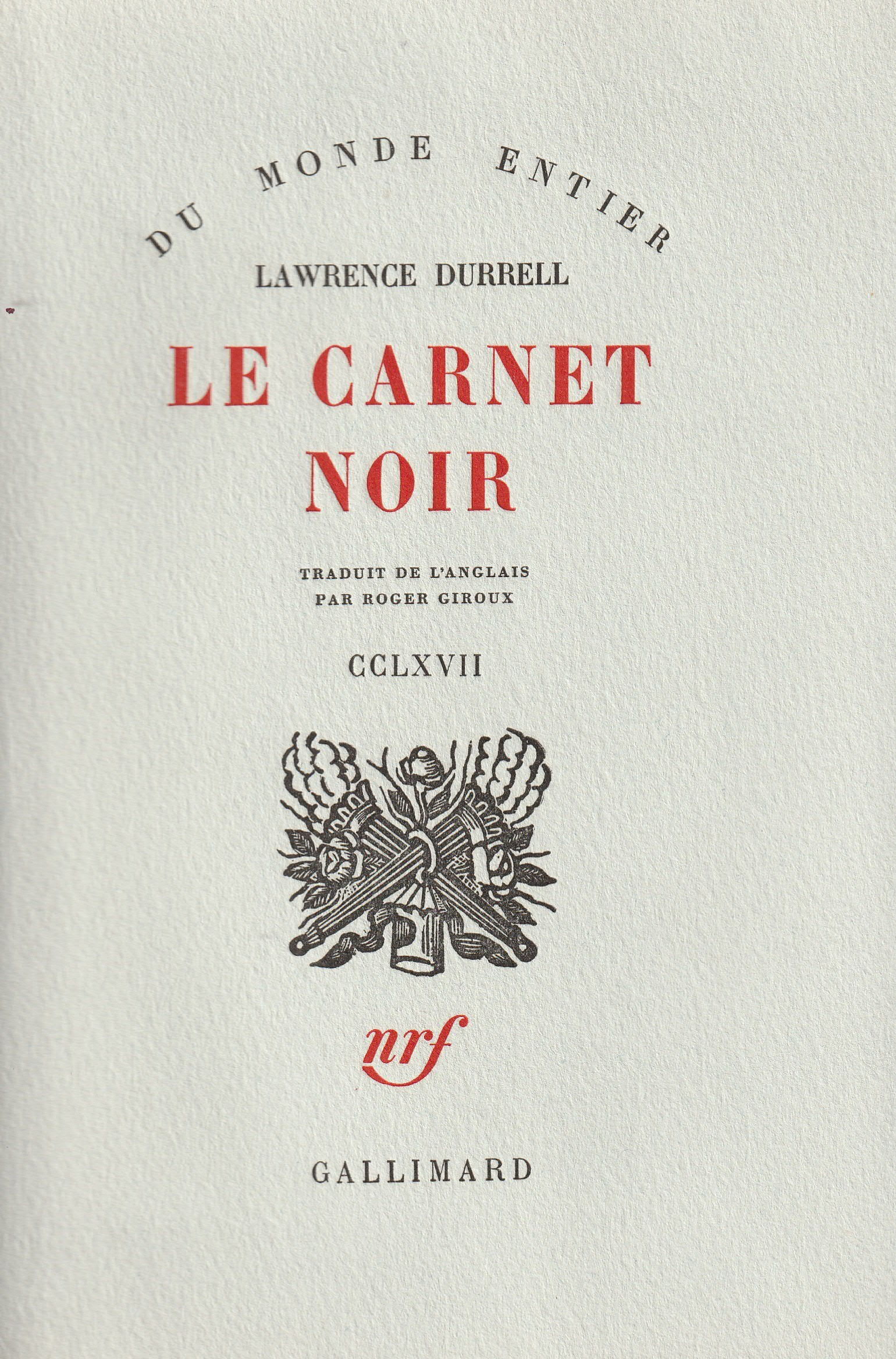 Le carnet noir - Durrell Lawrenc - Gallimard - Grand format