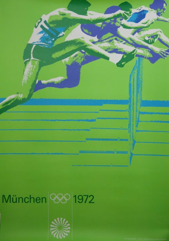 München 1972 Olympia Leichtathletik Hürdenlauf Aicher Plakatwelt 677 Gerahmt 