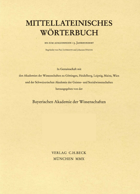 Mittellateinisches Woerterbuch 37. Lieferung (fero - florificatio) - Unknown Author