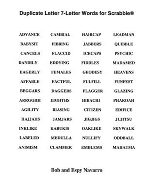 Duplicate Letter 7 Letter Words For Scrabble Von Navarro Bob Navarro Espy New 2015 Greatbookprices