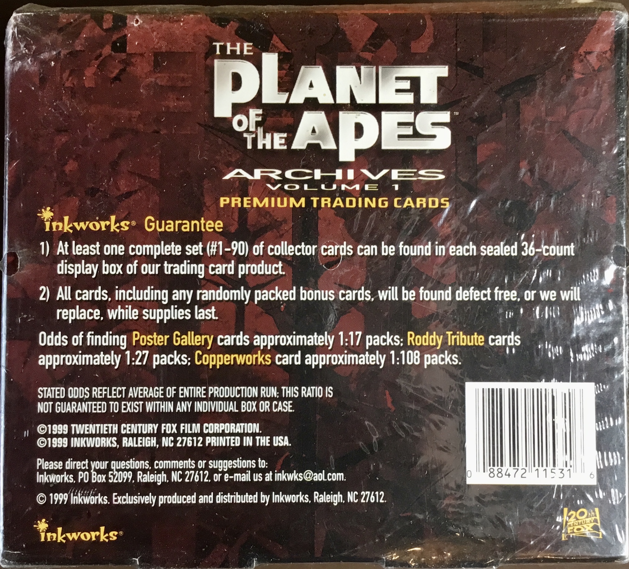 Planet Of The Apes Unopened Trading Cards Complete Set 