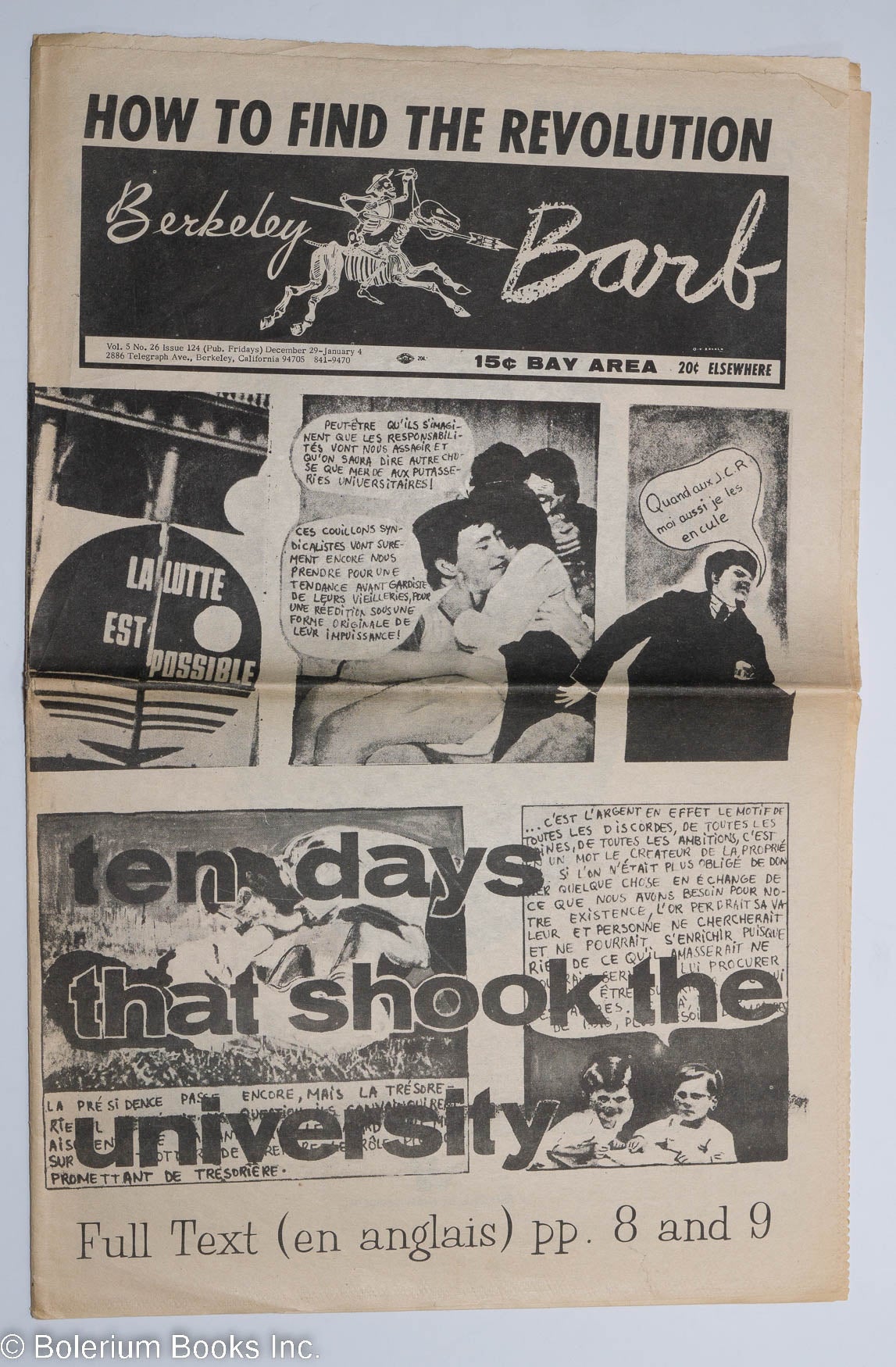 Berkeley Barb Vol 5 26 124 December 29 January 4 1967 How To Find The Revolution By Scherr Max Editor Gar Smith Hal Verb Howard C Wiig Marvin Garson Lenny Lipton Et Al 1967 Berkeley Barb Vol 5 26 124 December 29 January 4 1967 How To Find The Revolution By Scherr Max Editor Gar Smith Hal Verb Howard C Wiig Marvin Garson Lenny Lipton Et Al 1967