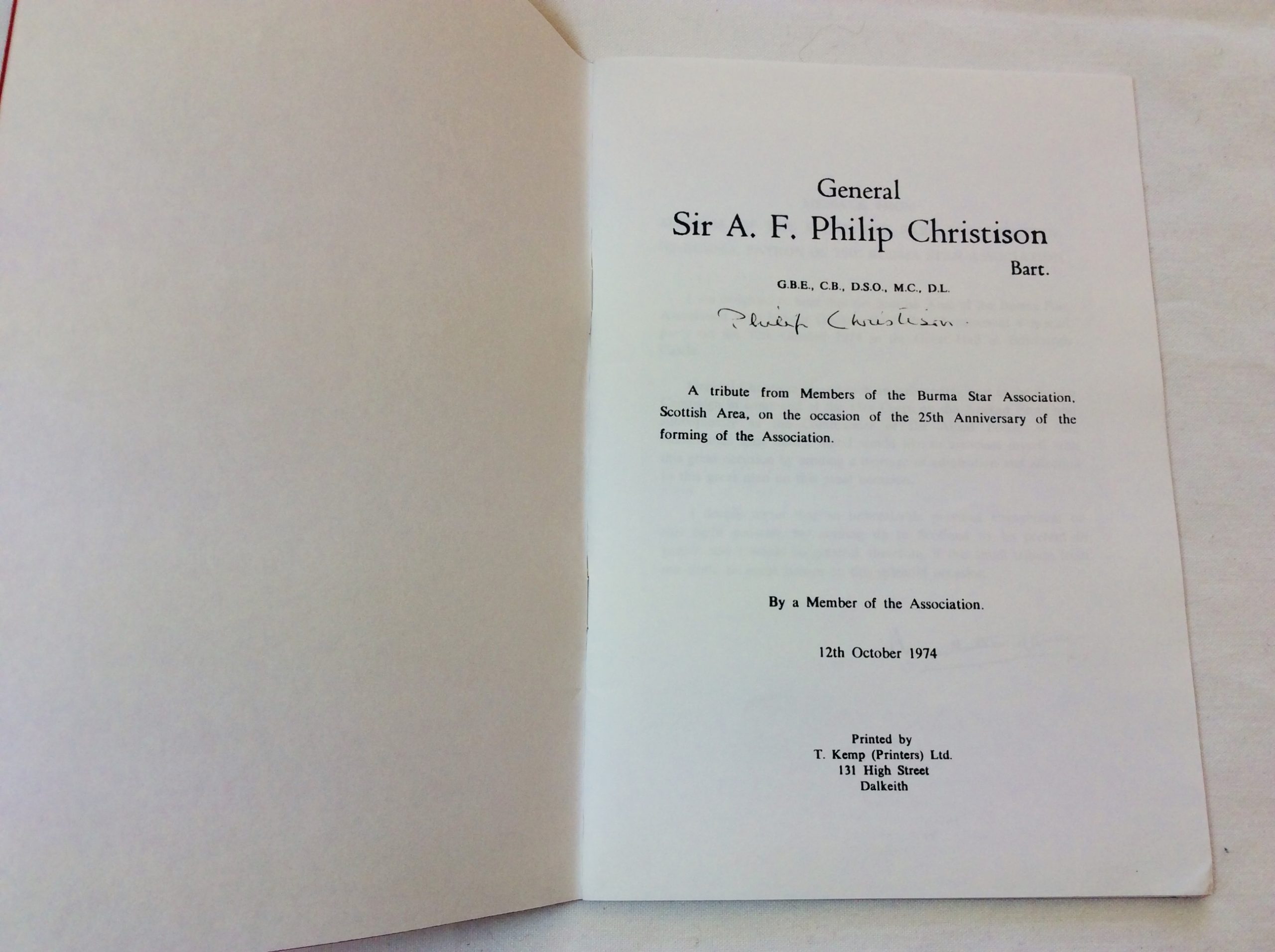 General Sir A. F. Philip Christison by Burma Star Association: (1974 ...