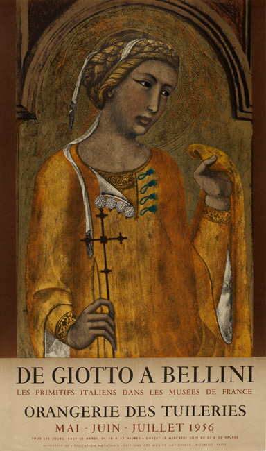 affiche litho 1956 Giotto à Bellini Primitifs Italiens Orangerie Mourlot Paris 