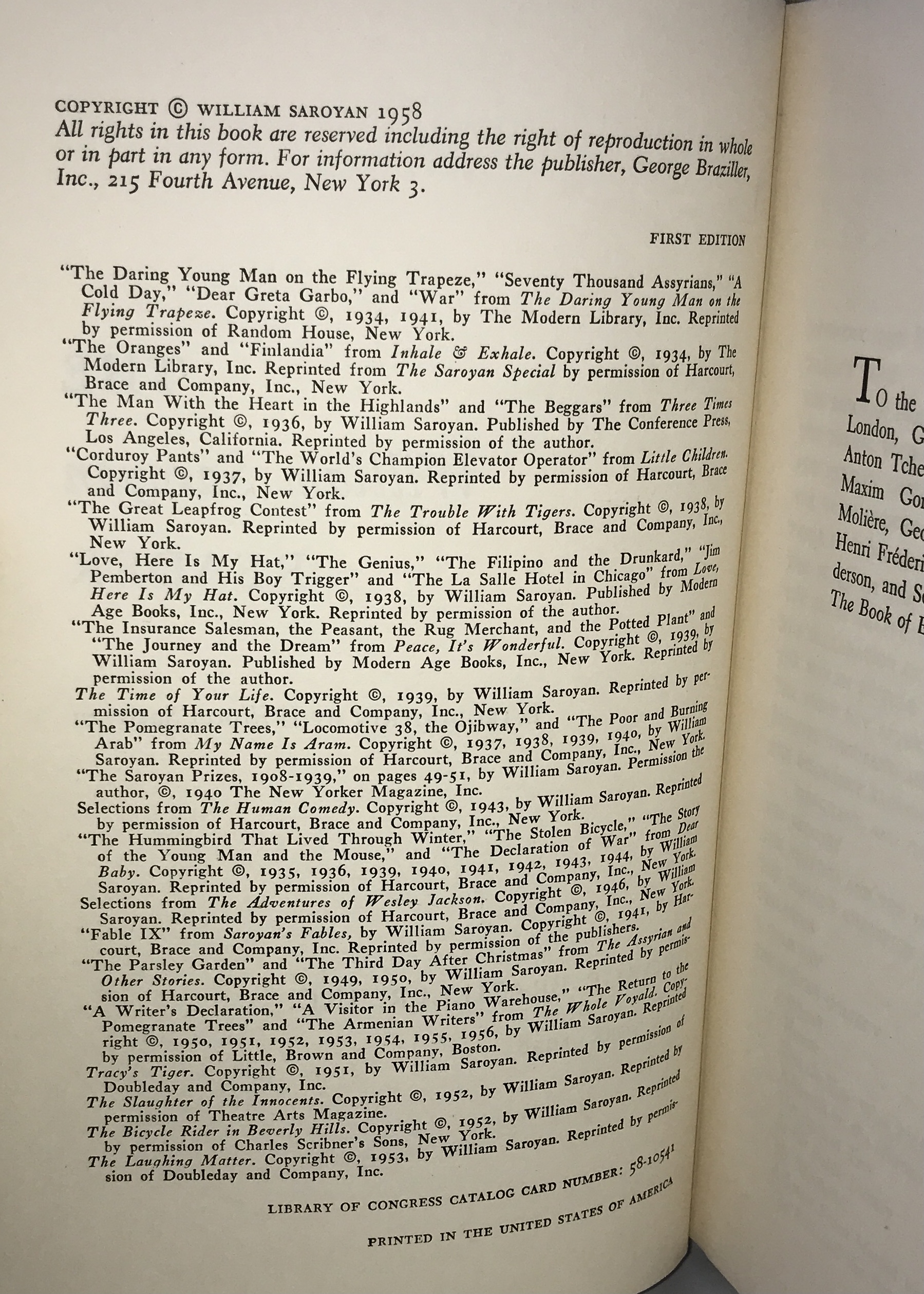 A William Saroyan Reader (First Edition) by William Saroyan (author ...
