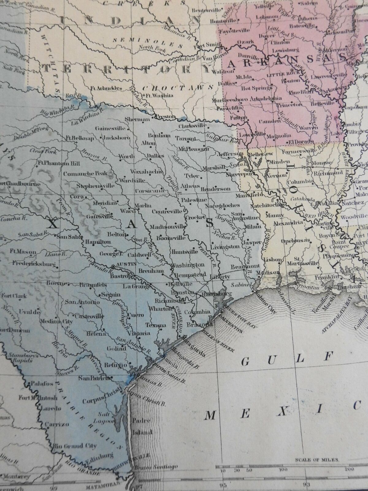 Texas Louisiana Arkansas Comanche Kiowa Apache 1864 Butler Engraved Map 1864 Karte Raremapsandbooks