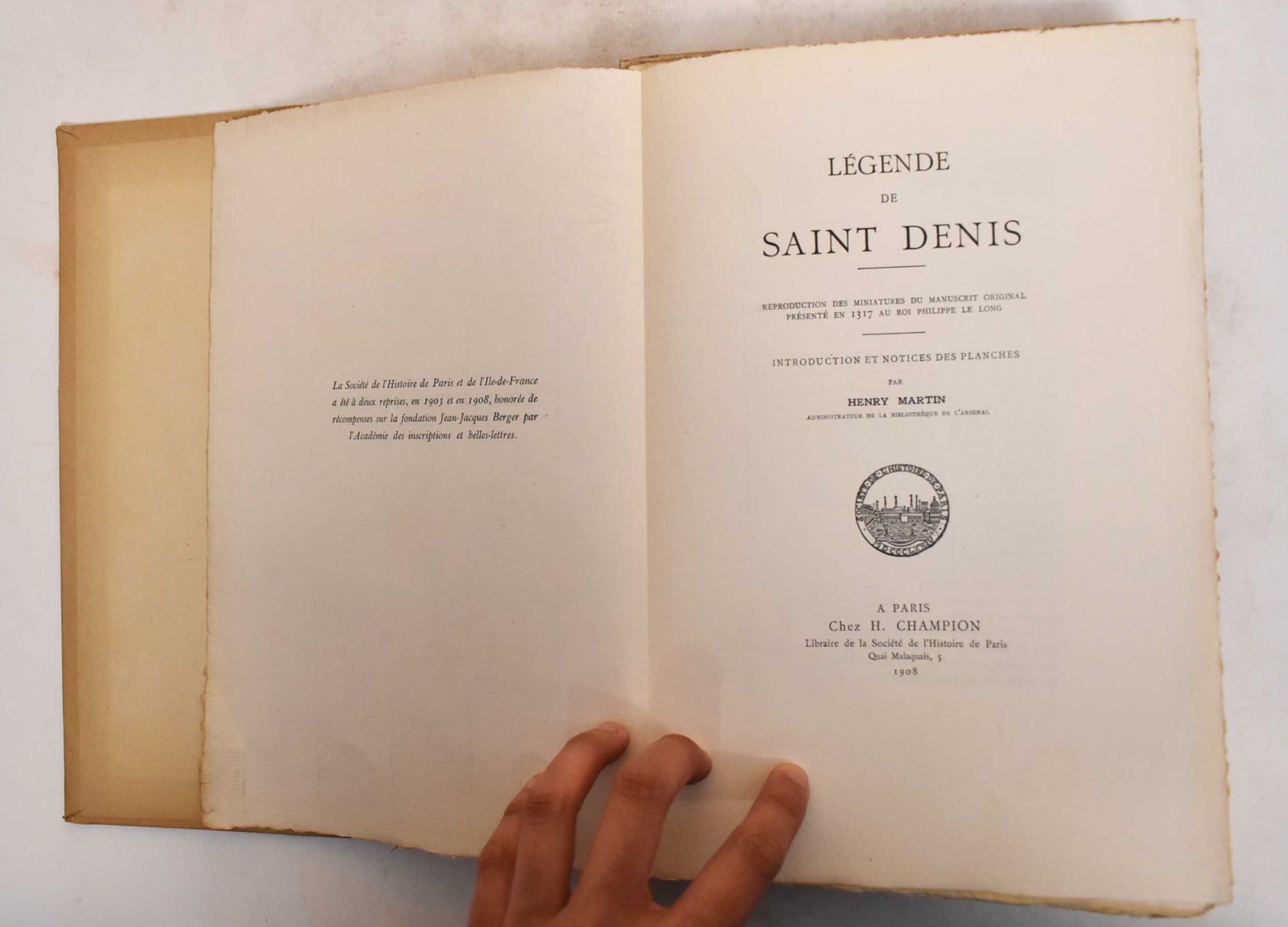 Legende De Saint Denis Reproduction Des Miniatures Du Manuscrit Original Presente En 1317 Au Roi Philippe Le Long De Martin Henry Hardcover 1908 Mullen Books Abaa