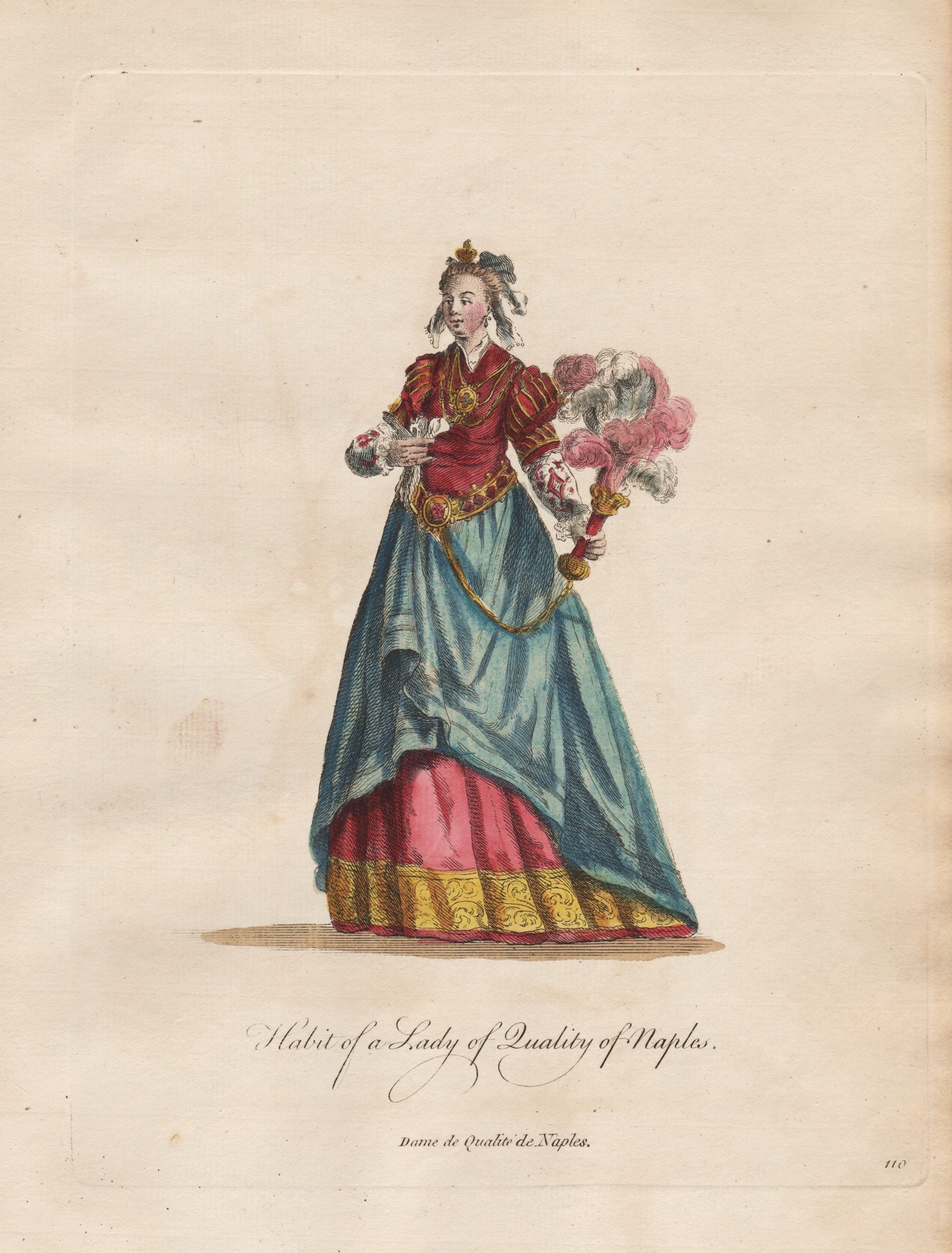 Habit of a Lady of Quality of Naples Napoli Naples Neapel Italy Italien Trachten costumes costume Tracht 1750 Art Print Poster Antiquariat Steffen Volkel GmbH