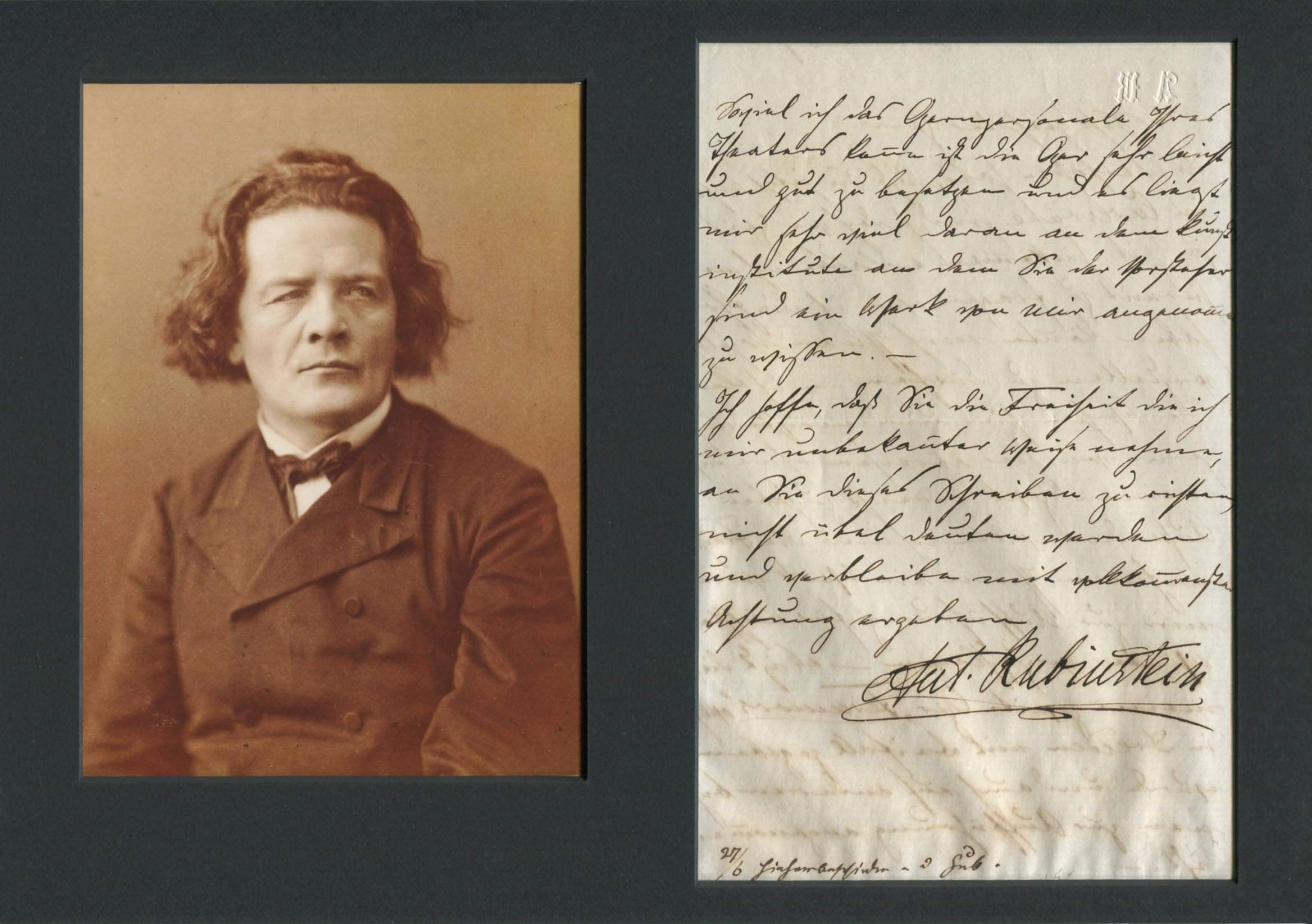 Anton Rubinstein Autograph Autograph Letter Signed By Rubinstein Anton Signed By Author S Manuscript Nbsp Nbsp Paper Nbsp Collectible Markus Brandes Autographs Gmbh