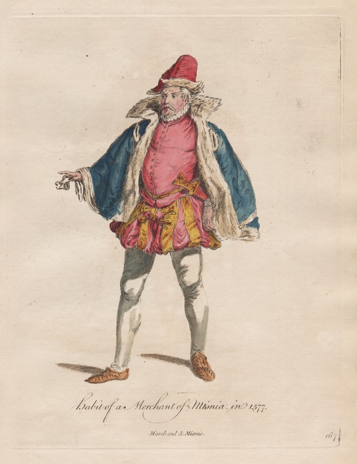 Habit of a Merchant of Misnia,in 1577" - Renaissance Meißen Händler Mann  German Deutschland Trachten Tracht costumes costume: (1750)  Art&nbsp;/&nbsp;Print&nbsp;/&nbsp;Poster | Antiquariat Steffen Völkel GmbH