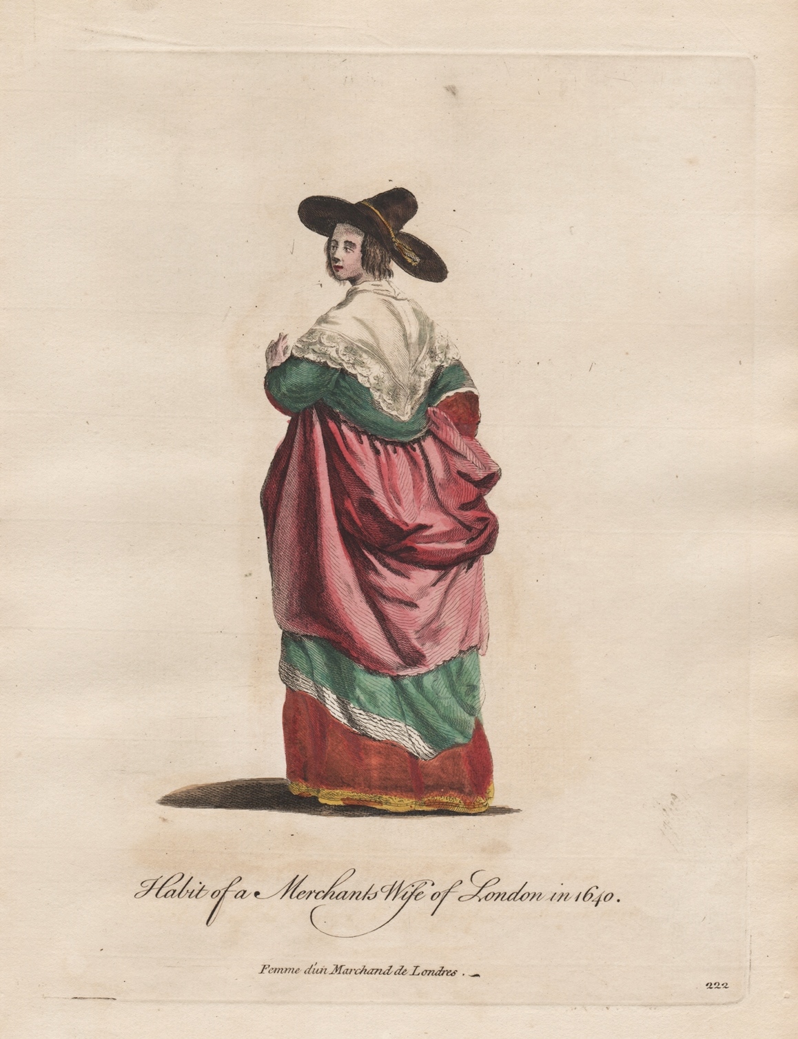 Habit of a Merchants Wife of London in 1640 Baroque Barock Frau Dame England Trachten Tracht costumes costume 1750 Art Print Poster Antiquariat Steffen Volkel GmbH