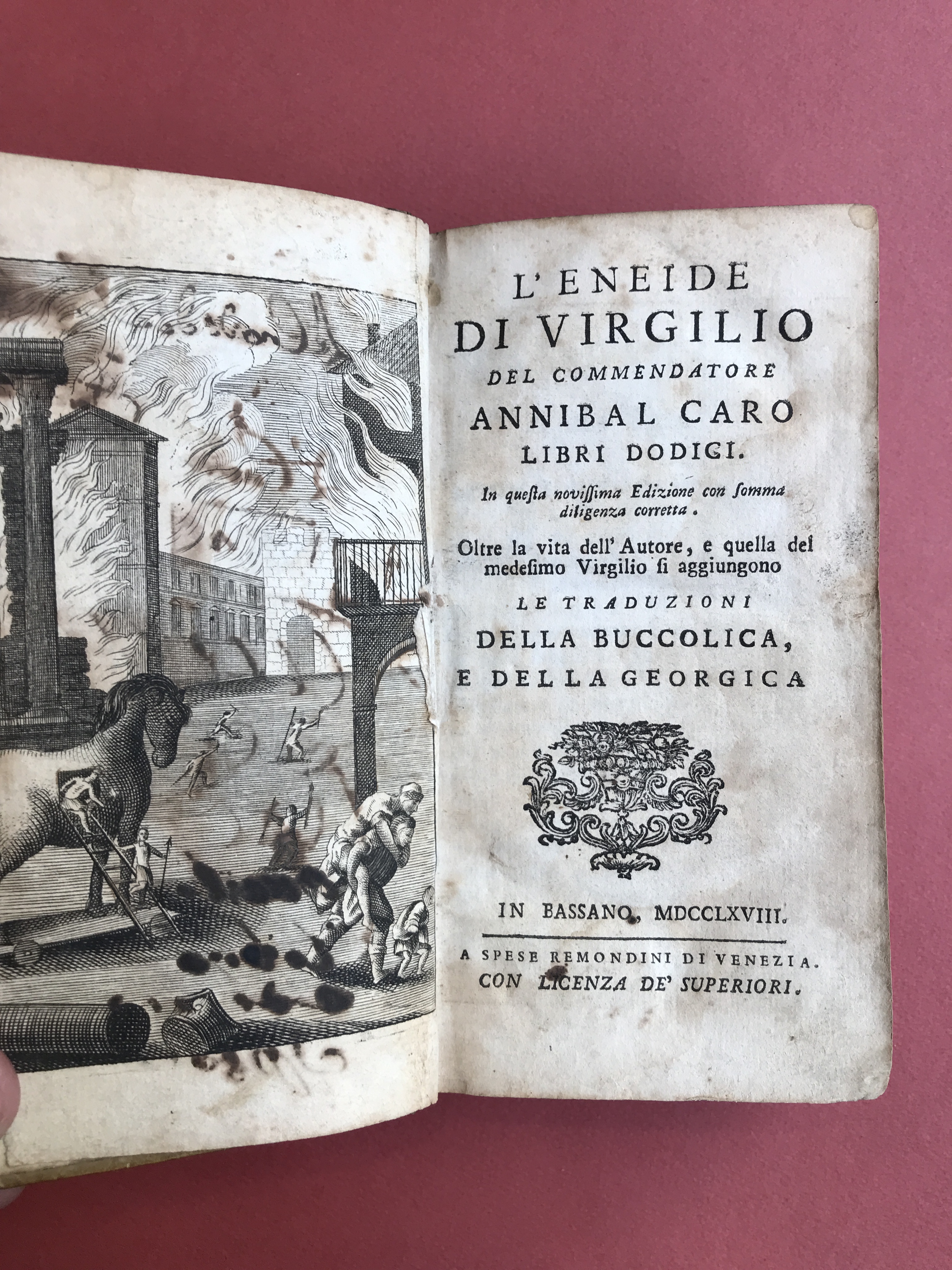 L'eneide di Virgilio del commendatore Annibal Caro libri dodici. In quella  novissima edizione con somma diligenza corretta. Oltre la vita dell'autore e  quella del medesimo Virgilio si aggiungono le traduzioni della Buccolica