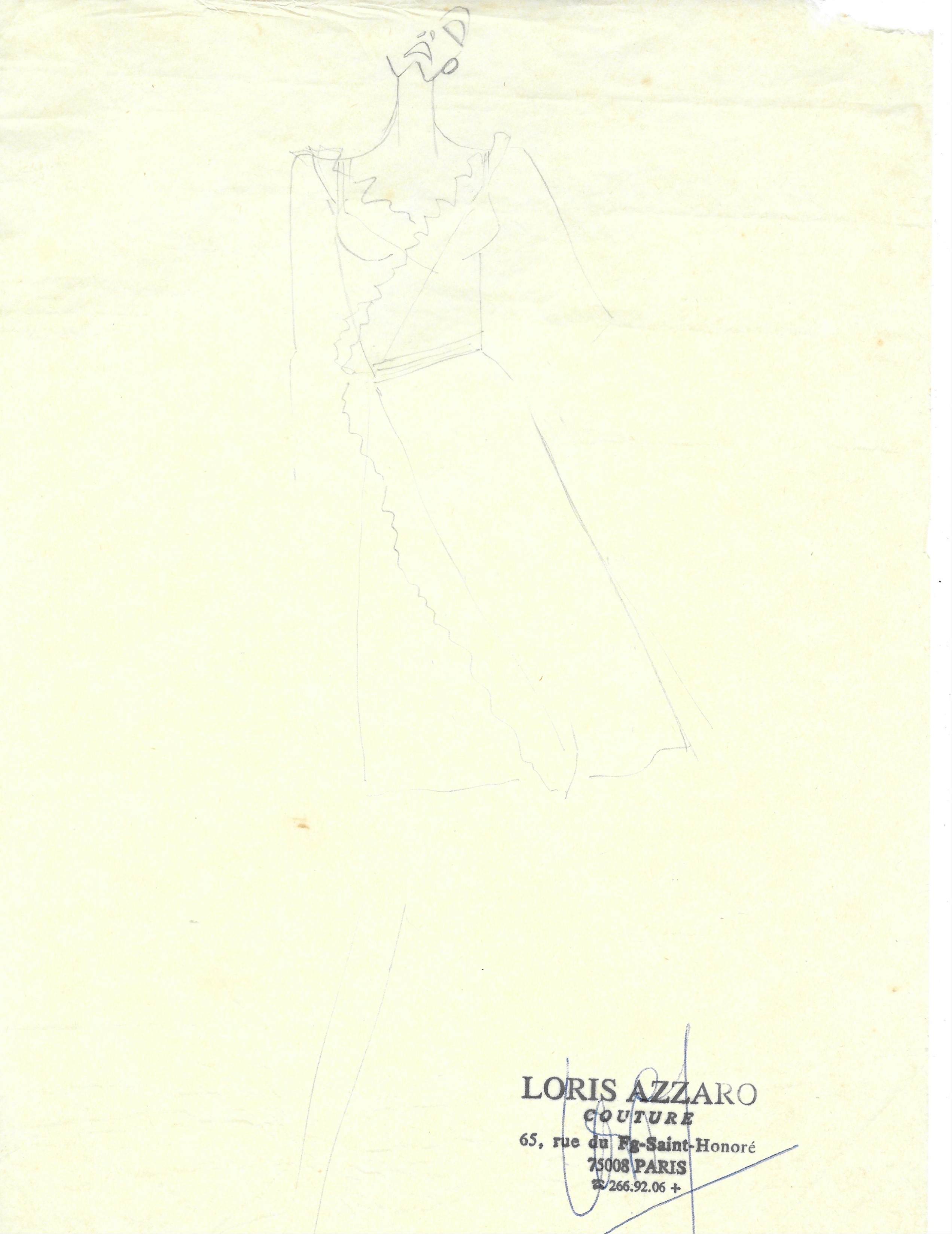 Loris AZZARO – Dessin originaux pour deux robes Loris AZZARO [Near Fine]