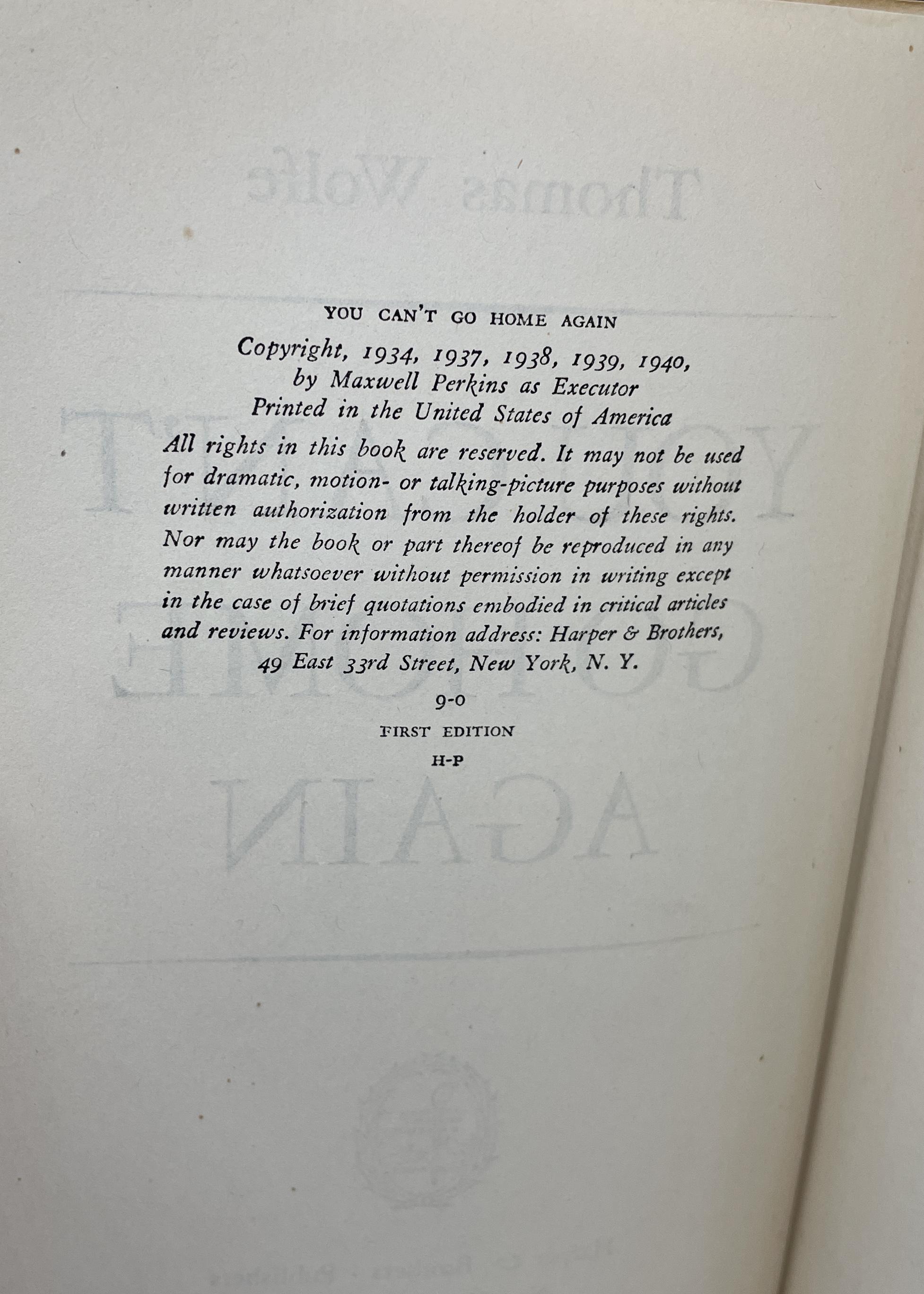You Can't Go Home Again by Thomas Wolfe 1965 Vintage Dell 9832