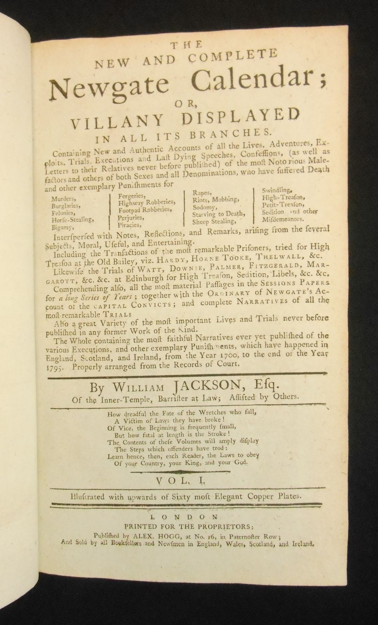 The New and Complete Newgate Calendar; or, Villany Displayed in all its