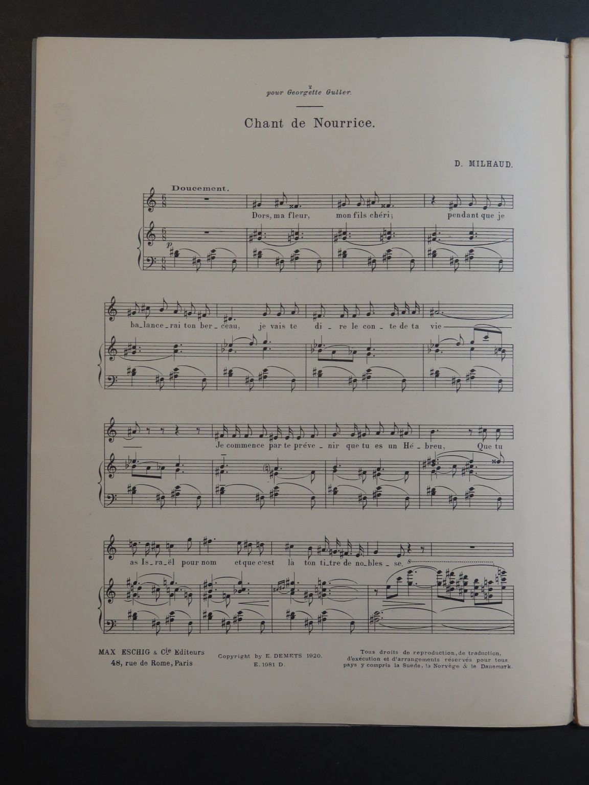 MILHAUD Darius Poëmes Juifs Chant Piano 1920 by MILHAUD Darius Poëmes ...