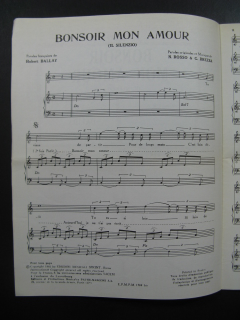 Bonsoir Mon Amour Dalida Chanson By Bonsoir Mon Amour Dalida Chanson 1769 Sheet Nbsp Music Partitions Anciennes